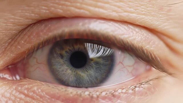 Extreme Macro Close Up of a Human Eye Looking Around.