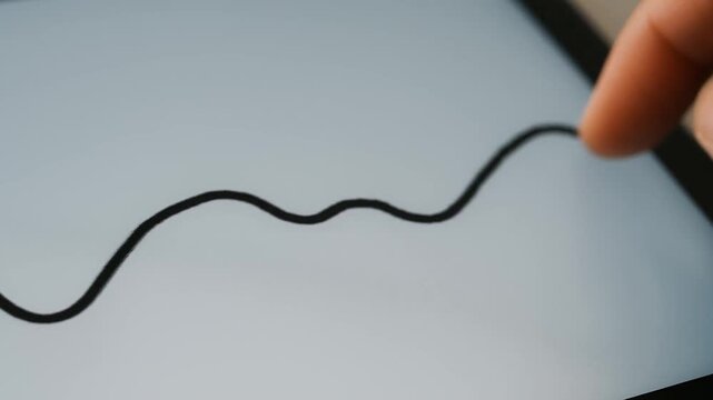 success researchers opportunity assessment concept. A hand tracing a wavy line on a digital screen.