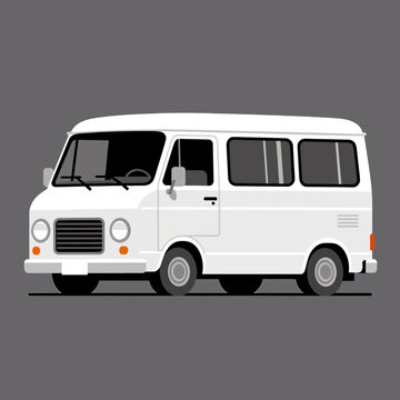 Minimalist Van on Gray Background