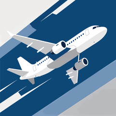 Modern Airplane Taking Off in Calm Blue Sky