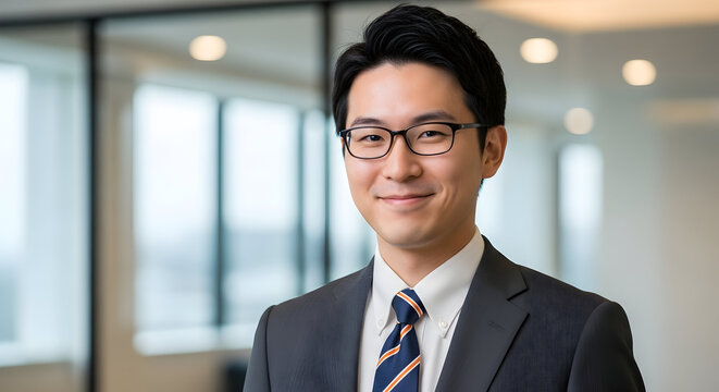 Confident Asian Businessman Professional Headshot Achieving Goals Success Oriented Leadership Portrait In Modern Office Building Positive Ambition Global Reach Career Focus