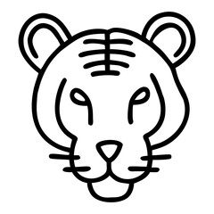 Stylized tiger face black outline feline animal