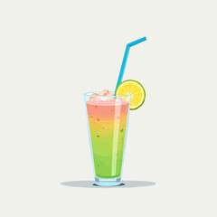 Fototapeta premium Refreshing Layered Smoothie with Lemon Slice