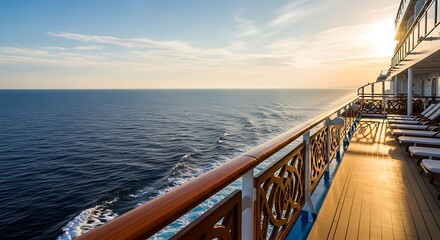 Cruise ship deck with ocean view.