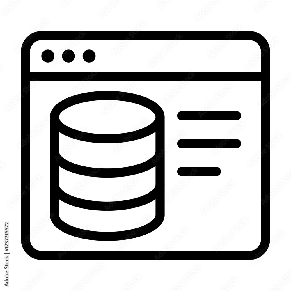 Wall mural database with info panel line icon of databases (web) icon set