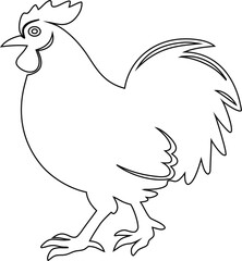 rooster, hen outline vector graphic, ideal for agriculture logos, eco friendly product labels, and rural branding.