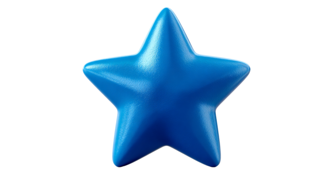 Single blue glossy five pointed star object isolate symbol shape graphic - Powered by Adobe