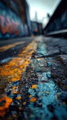 Photo of a Road with Unique Graffiti Element Vertical:

