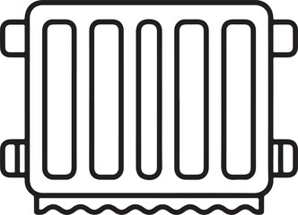 Simple line art icon of a traditional radiator with decorative base