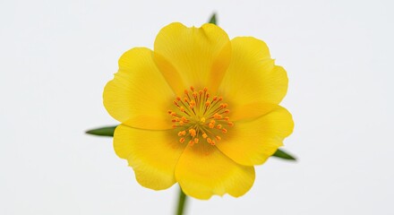Vibrant Yellow Portulaca Flower Isolated on White Background.