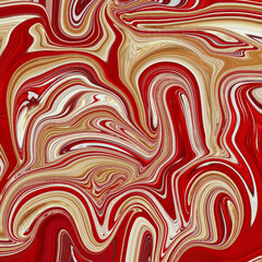 Vibrant abstract swirl with flowing red, beige, and white patterns, perfect for modern art, background, or textile design. Golden keywords: abstract, swirl, fluid, modern, vibrant.