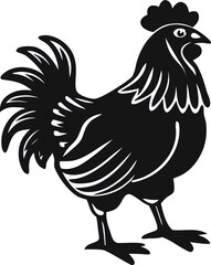 Minimal rooster, hen silhouette vector symbol, ideal for poultry products, farm identity, and countryside logos.