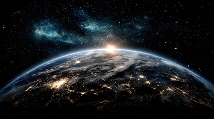 Fototapeta premium Earth Sunrise From Space