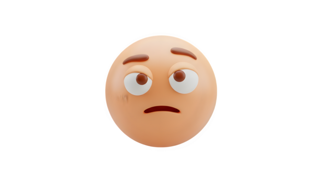 3D Concerned Pleading Face Emoji - Worry, Compassion, Begging, Asking, Sympathy, Hope, Apology