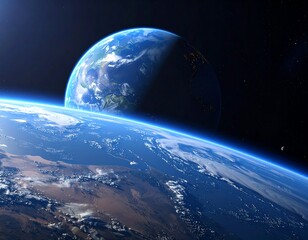 Earth and Moon in Space.