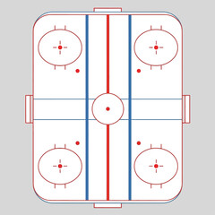 Top-down vector illustration of a standard ice hockey rink with official markings, showing the layout and zones for strategic game planning