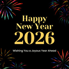 Happy New Year 2026 with fireworks