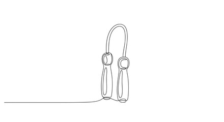 Jump Rope Illustration in Continuous Line Art Style with Ergonomic Handles on White Background
