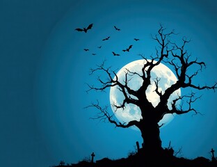 Fototapeta premium halloween moon with bats