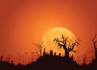 halloween moon with bats