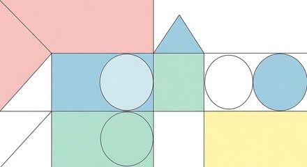 Abstract geometric shapes with pastel color blocks and circles