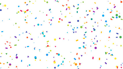 Vibrant Rainbow Confetti Explosion on White Background - Festive Party Celebration Backdrop