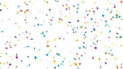 Vibrant Rainbow Confetti Explosion on White Background - Festive Party Celebration Backdrop