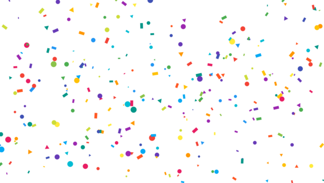 Vibrant Confetti Rain: Festive & Colorful Party Celebration Background on White