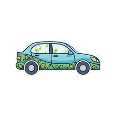 Fototapeta premium Eco Car Wrap Icon – Green Vehicle Vector