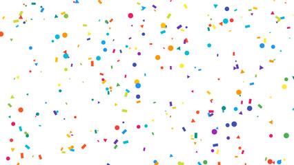 Vibrant Colorful Confetti Falling on White Background - Festive Party Celebration Design Element