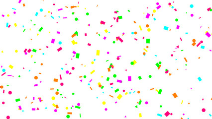 Vibrant Colorful Confetti Falling on White Background for Celebration and Party Designs