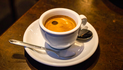 Obraz premium Rich Espresso Shot with Golden Crema – Intimate Cafe Coffee