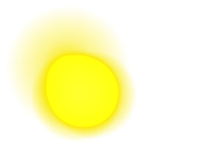 Abstract Yellow Glowing Oval Light Effect on White Background - Bright Sun Flare or Energy Burst Graphic Element, Isolated Minimal Design