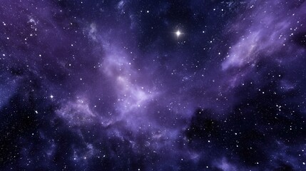 Naklejka premium Purple Deep Space Starry Galaxy Background Beautiful Dreamy Cosmic Design