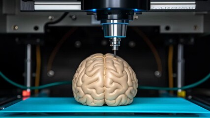 3d printing brain model artificial intelligence neuroscience medical technology innovation laboratory precision concept research future prototype - Powered by Adobe