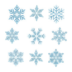 Fototapeta premium Different snowflakes in a clean and modern vector style for Christmas