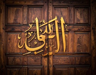 Islamic Wooden Doors with Calligraphy.