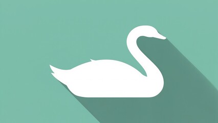 White swan silhouette on green