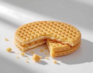 A stack of delicious homemade biscuits, perfect as a sweet snack. These simple baked treats with creamy centers are ideal for a breakfast coffee break