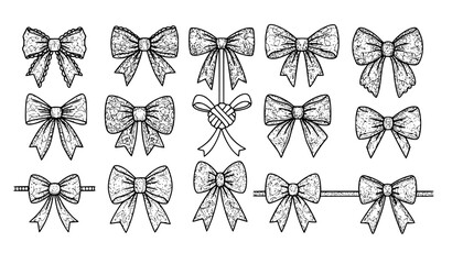 Set of lace bows icon
