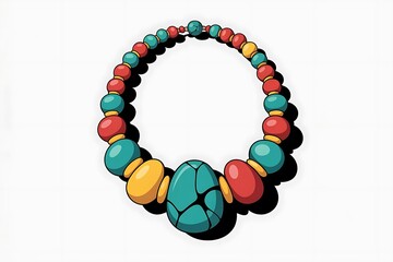 Obraz premium Colorful beaded necklace with large central turquoise pendant