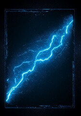 A striking digital artwork featuring a vibrant blue lightning bolt against a textured dark background.