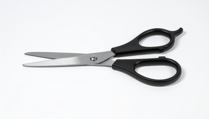 Fototapeta premium Precision cutting with sleek black scissors, perfect for DIY projects, crafting, or professional salon use - get sharp results with this essential tool