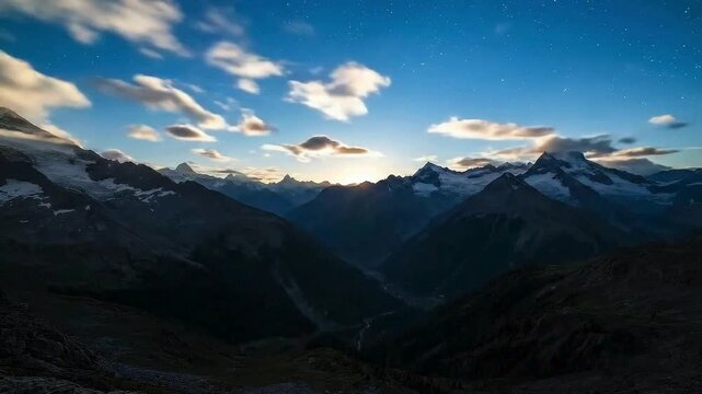 mountain landscape in the morning till dusk time lapse 