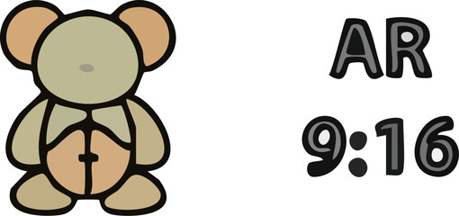 Cute Cartoon Bear with AR 916 Text on White Background.