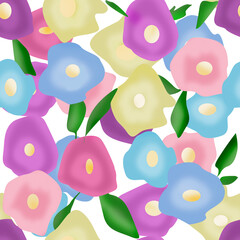 Abstract flowers pastel multicolored shades retro rustic