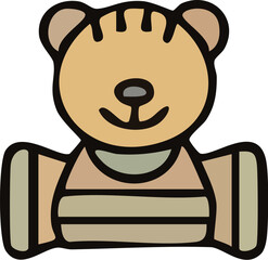 Obraz premium Cute cartoon teddy bear with striped shirt 1.