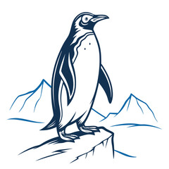 Penguin standing on a rock in vector format