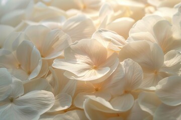 Fototapeta premium Delicate White Petals. Close-up of soft white flower petals creating a serene and tranquil atmosphere.