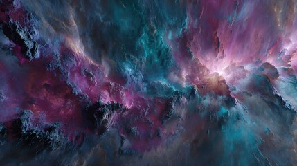 Abstract Colorful Cosmic Nebula Digital Art